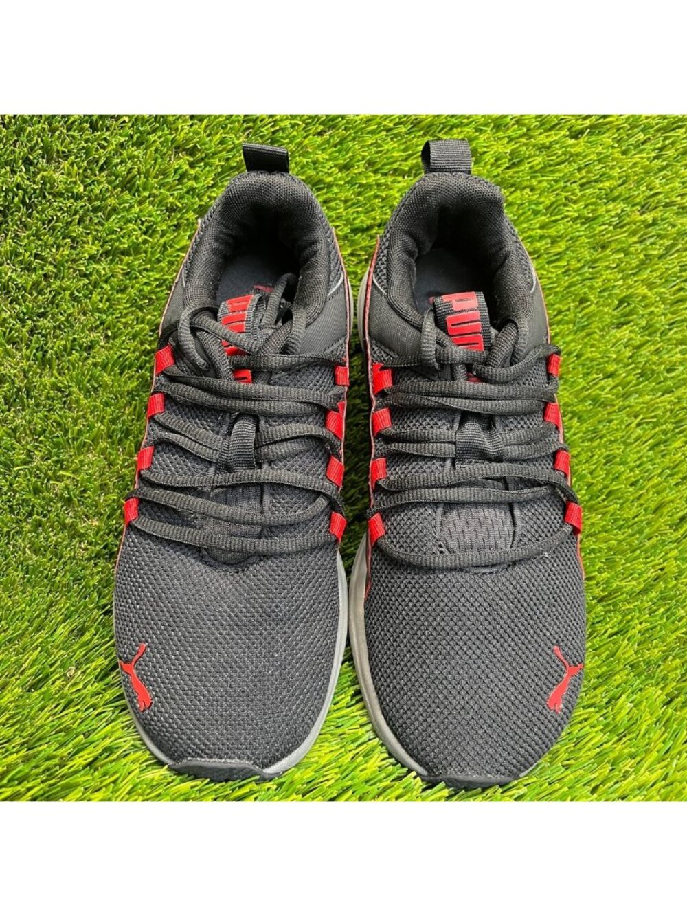 Puma‎ Mens Size 5.5 Black Red Gray Athletic Running Walking Shoes Sneakers
